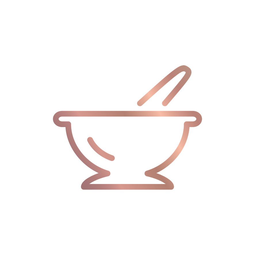 Mortar and pestle icon representing cold pressed ingredients
